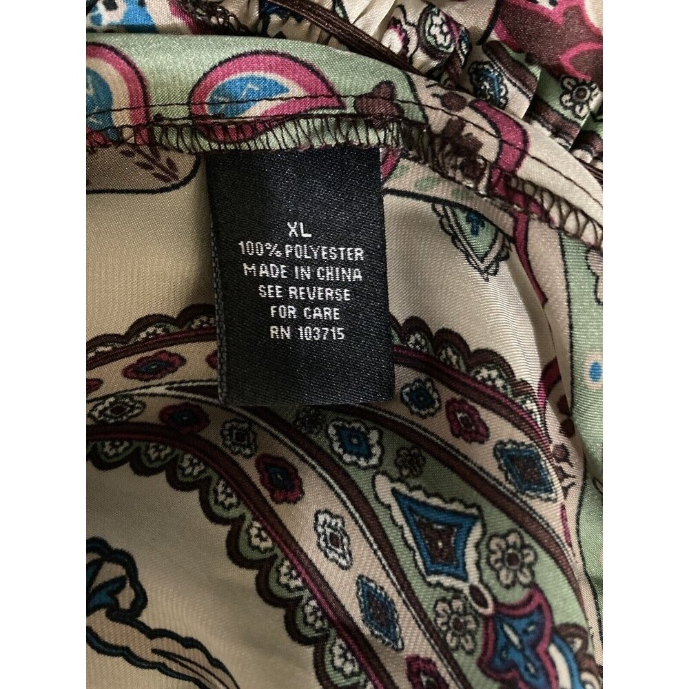 Zac & Rachel Top Womens XL‎ Beige Paisley 3/4 Sleeve Polyester Boho Artsy Flowy - Picture 6 of 7